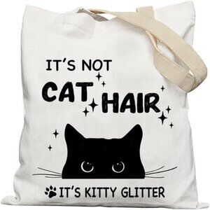Black Cat Tote Bag, Gifts for Cat Lovers and Mom, It's Not Cat Hair It's Kitty